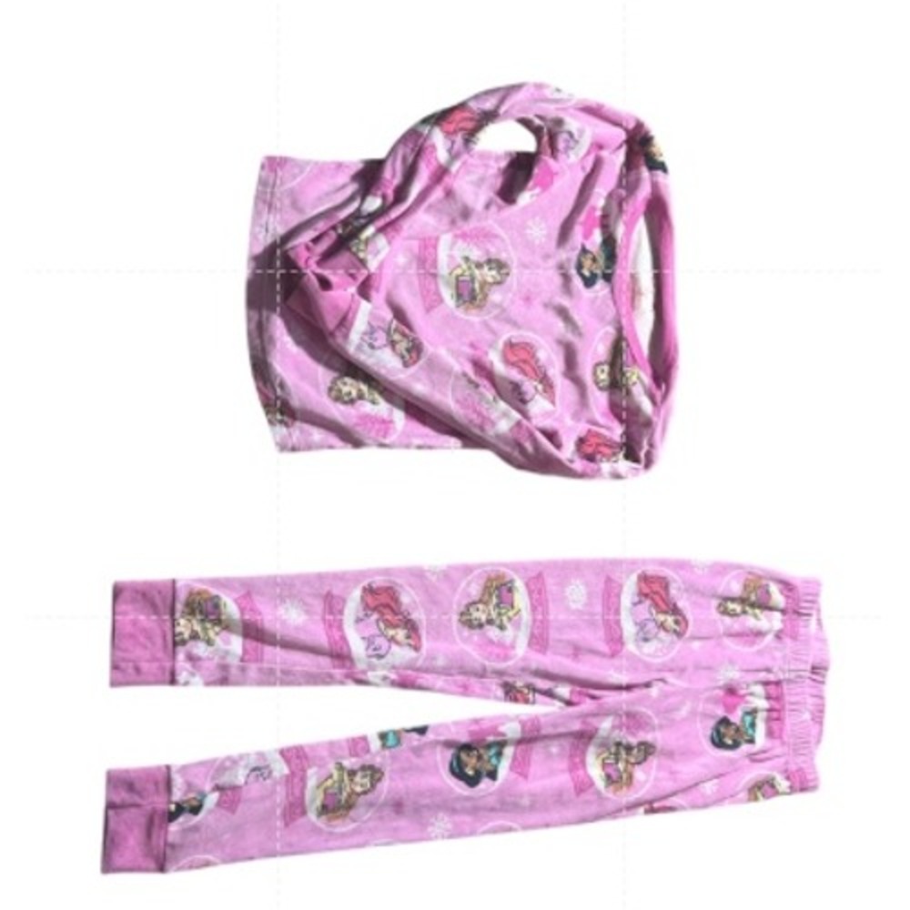 Disney Princess Girls‎ Pink Snow Globe Pajama Set Belle Jasmine Size 8